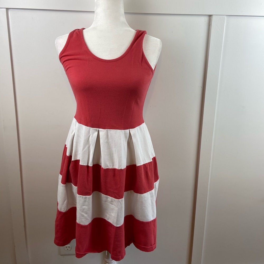 Coral and whit striped Duffield Lane dress